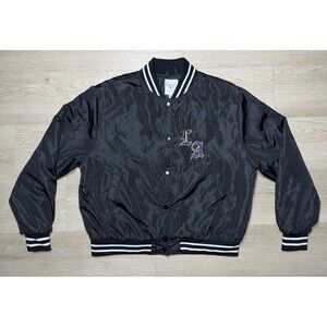 Orange Kiss Men’s Medium Los Angeles Basketball Satin Jacket Letterman Black